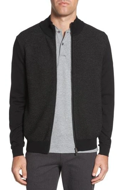 Hugo Boss Emondo Regular Fit Wool Zip Sweater In Blue