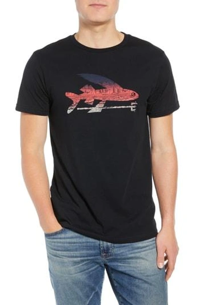 Patagonia Flying Fish Regular Fit Organic Cotton T-shirt In Black/ Albanian Landscape