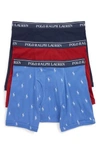 Polo Ralph Lauren 3-pack Classic Fit Cotton Boxer Briefs In Indigo Sky Pony / Red Sienna / Cruise Navy