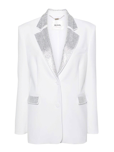 Blugirl Rhinestone-embellished Crepe Blazer In White