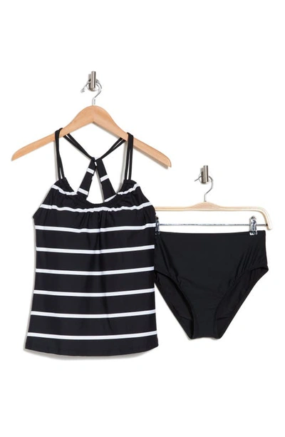 Next By Athena Santa Fe Shirred Tankini Two-piece Swimsuit In Black