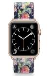 Casetify Keepsake Saffiano Faux Leather Apple Watch Strap In Blue/ Rose Gold