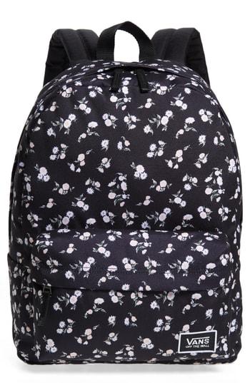 vans realm black canvas backpack