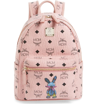 Mcm Rabbit Mini Coated Canvas Backpack - Pink In Soft Pink