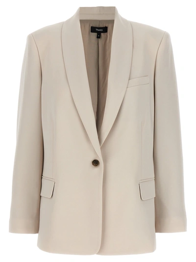 Theory Single-breasted Blazer Blazer And Suits In Beige