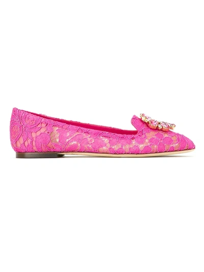 Dolce & Gabbana Vally Taormina Lace Ballerina Shoes In Pink