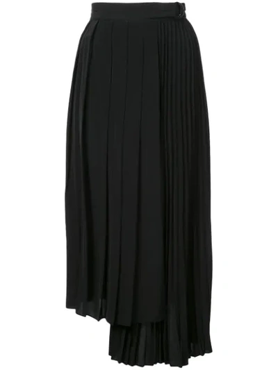 Robert Rodriguez Asymmetrical Pleated Midi Skirt In Black