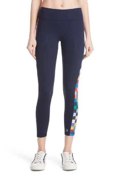 Tory Sport Checkered 7/8 Performance Leggings In Tory Navy
