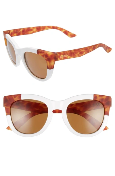 Smith Sidney 55mm Chromapop Polarized Cat Eye Sunglasses In White/ Honey Tortoise