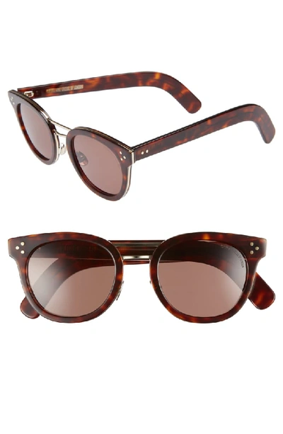 Cutler And Gross 52mm Round Sunglasses In Dark Turtle/ Gold Metal