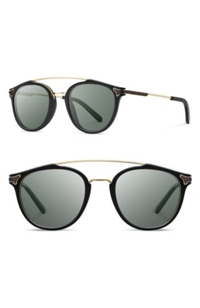 Shwood Kinsrow 49mm Polarized Round Sunglasses - Black/ G15