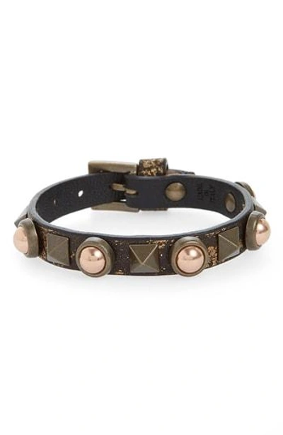 Valentino Garavani Garavani Rockstud Leather Bracelet In Bronzo