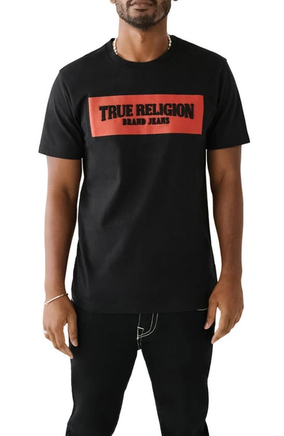 True Religion Brand Jeans Embossed Arch Graphic T-shirt In Jet Black