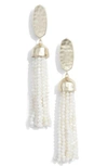 Kendra Scott Marin Beaded Tassel Drop Earrings In White Mop/ Gold