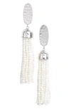 Kendra Scott Marin Beaded Tassel Drop Earrings In White Mop/ Silver