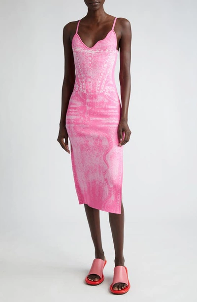 Ph5 Jasmine Denim Print Knit Tank Dress In Pink