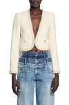 Sandro Vayene Bracelet Sleeve Crop Jacket In Cream