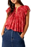 Free People Padma Floral Cotton Crop Top In Raspberry Combo