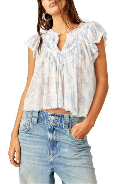 Free People Padma Floral Cotton Crop Top In Ivory Combo