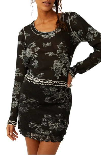 Free People Garner Floral Print Long Sleeve Top In Black Combo