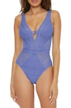 Becca Color Play Lace One-piece Swimsuit In Cornflower