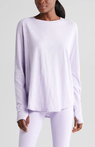 Zella Relaxed Long Sleeve Slub Jersey T-shirt In Purple Secret