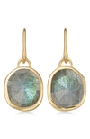 Monica Vinader Siren Bezel Set Onyx Earrings In Gold/ Labradorite