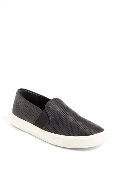 Vince Blair Slip-on Trainer In Black Perforated Leather