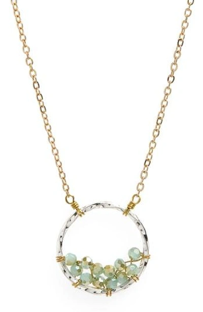 Panacea Crystal Circle Pendant Necklace In Mint/ Gold