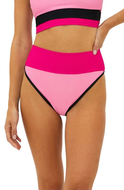 Beach Riot Emmy High Waist Bikini Bottoms In Amour Colorblock