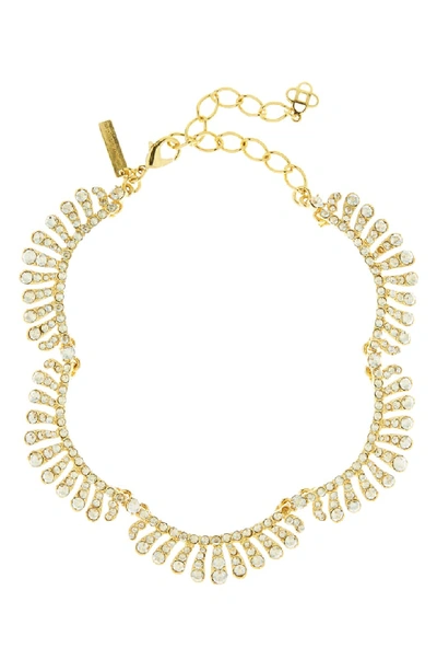 Oscar De La Renta Curved Crystal Choker Necklace In Cry Gold Shadow