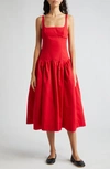 Sandy Liang Cricket Cutout Pleated Midi Dress In 616 Red