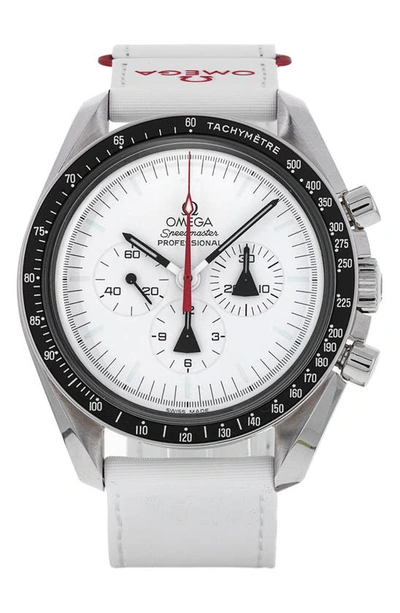 Watchfinder & Co. Omega  Speedmaster Moonwatch Chronograph Fabric Strap Watch, 42mm In White