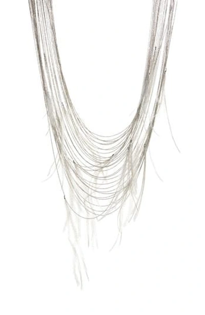 Fabiana Filippi Feather Multistrand Necklace In Silver