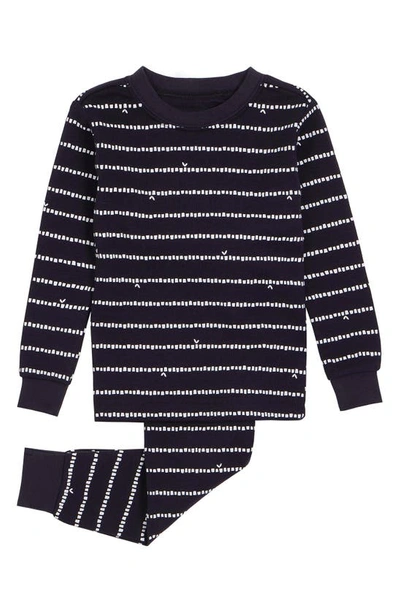 Firsts By Petit Lem Babies' Stripe Fitted Two-piece Organic Cotton Pajamas In 900 Black