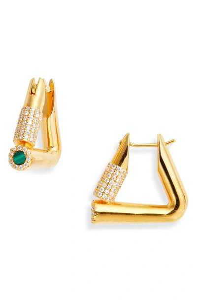 Zimmermann Swing Triangle Hoop Earrings In Gold/ Malachite