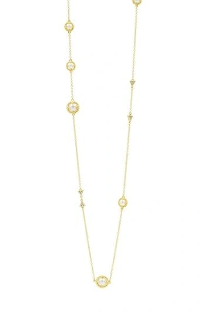 Freida Rothman Textured Pearl Station Necklace In Pearl/ Gold