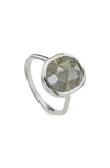Monica Vinader Siren Medium Semiprecious Stone Stacking Ring In Silver/ Labradorite