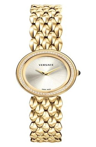 Versace Collection V-flare Diamond & Gold Bracelet Watch, 28mm In Gold/ Silver/ Gold