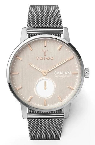 Triwa Blush Svalan Mesh Strap Watch, 34mm In Silver/ Pink/ Silver