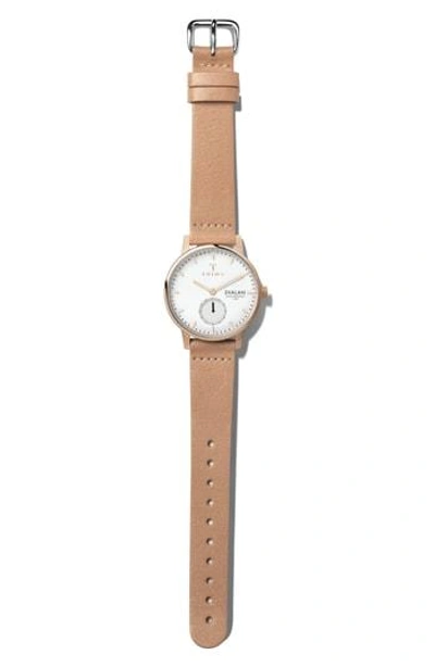 Triwa Rose Svalan Leather Strap Watch, 34mm In Rose/ White/ Gold