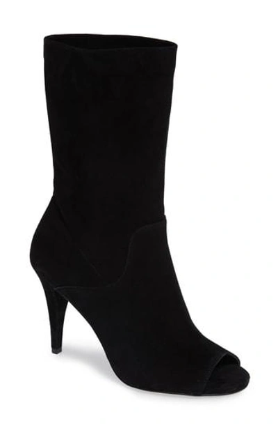 Michael Michael Kors Elaine Open Toe Bootie In Black Suede