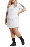 Adidas Originals 3-stripes Short Sleeve T-shirt Dress In White/ Black