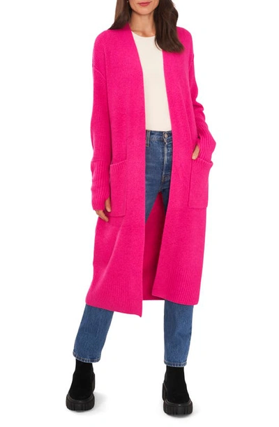 Vince Camuto Longline Cozy Cardigan In Berry Hibiscus