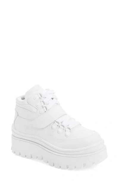 Jeffrey Campbell Top-peak Hiker Boot In White Leather