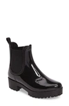 Jeffrey Campbell Cloudy Waterproof Chelsea Rain Boot In Black Shiny Black