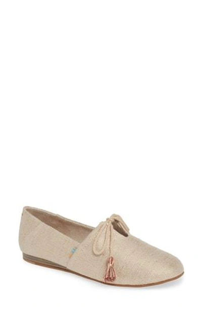 Toms Kelli Flat In Rose Gold Metallic Woven