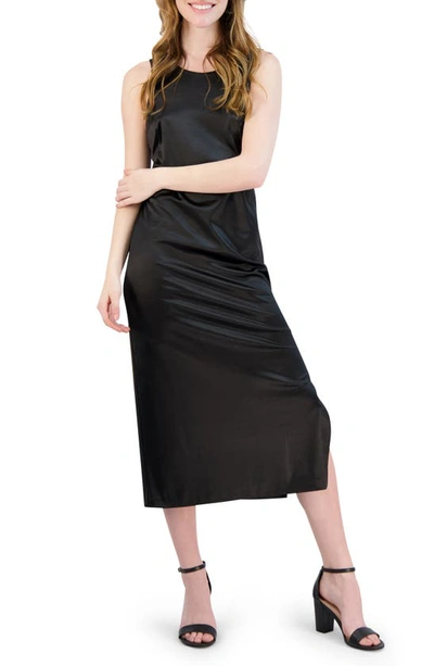 Julia Jordan Tie-back Cutout Satin Midi Dress In Black