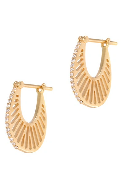 L'atelier Nawbar Flat Ray Diamond Hoop Earrings In 18ky Gold