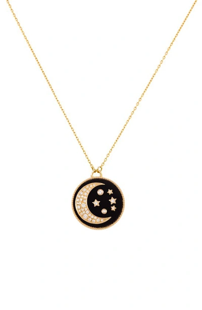 L'atelier Nawbar Mini Moonlight Pendant Necklace In Onyx